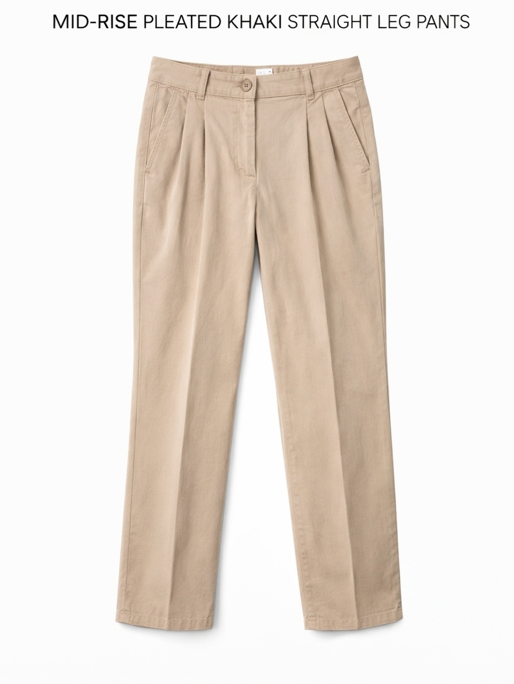 Denim&Co Beige Straight-Leg Chinos